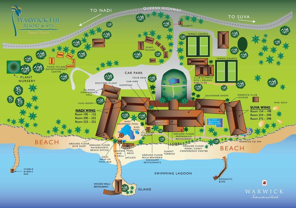 The Warwick Fiji Hotell Korolevu  Exteriör bild Map of the resort